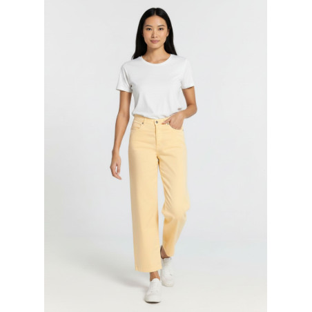 Jeans large coupe droite satin jaune femme cimarron