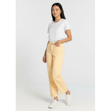 Jeans large coupe droite satin jaune femme cimarron