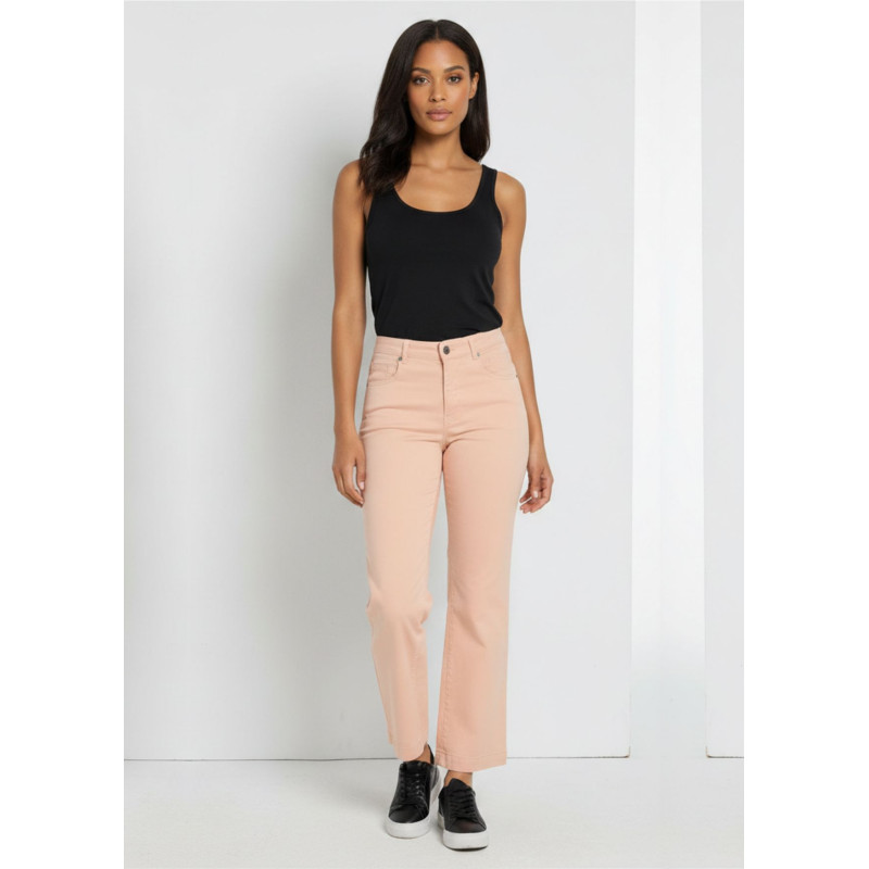 Jean large coupe évasée satin rose femme cimarron