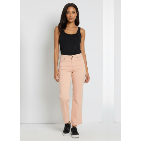 Jean large coupe évasée satin rose femme cimarron