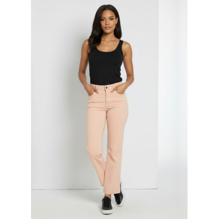 Jean large coupe évasée satin rose femme cimarron