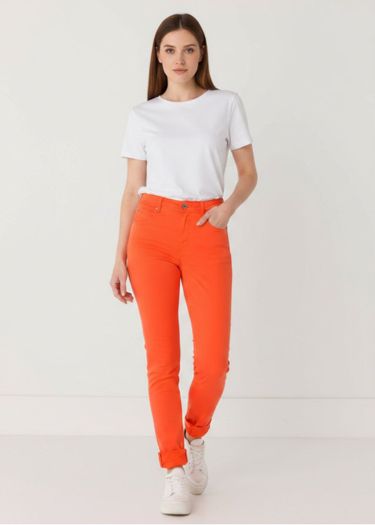 Pantalon slim satiné orange...