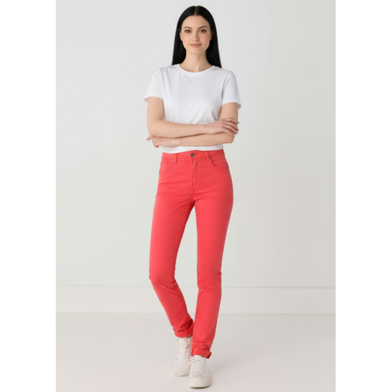 Pantalon slim satin pêche cimarron femme