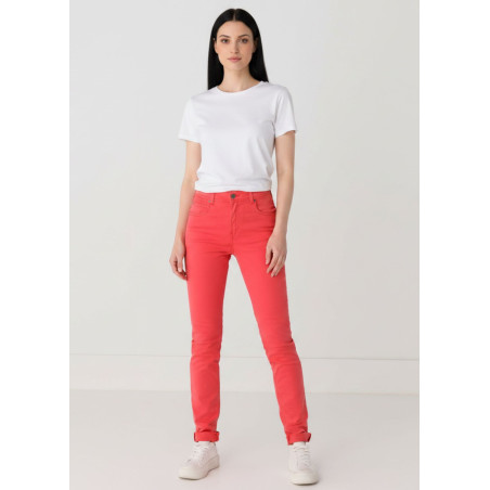 Pantalon slim satin pêche cimarron femme