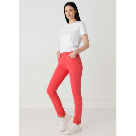 Pantalon slim satin pêche cimarron femme
