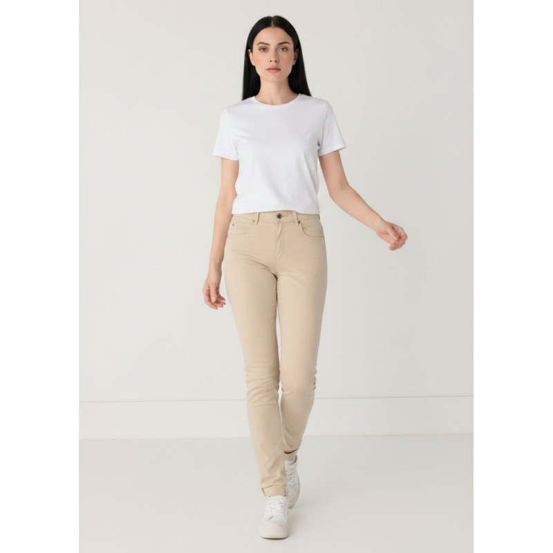 Pantalon slim satiné beige cimarron femme