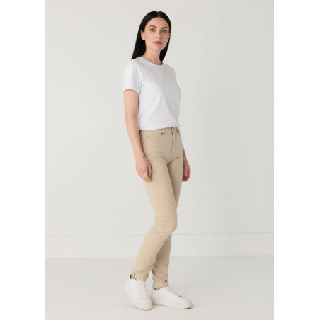 Pantalon slim satiné beige cimarron femme