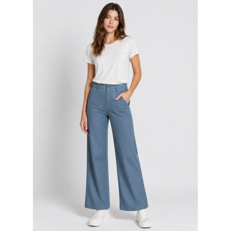 PANTALON CHINO OLIVIA-YONNE High Box Droit Jambe large | Taille en pouces