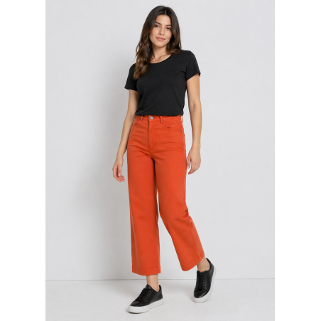 JEAN AURORA-ENOVA pêche Medium Box Straight Wide Crop | Taille en pouces