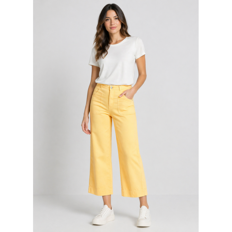 PANTALON COULEUR MARTINA-YONNE Box Medium Wide leg Crop | Taille en pouces
