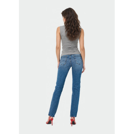 Jean droit claudia-vade taille mi-haute bleu femme