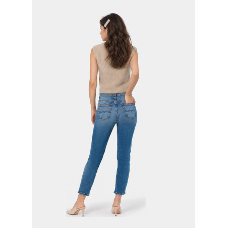 Jean mom taille haute bleu carole-vade femme