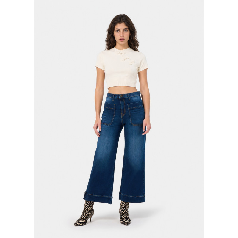 Jean large martina-vade taille mi-haute bleu femme