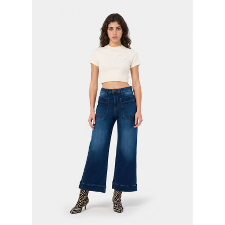 Jean large martina-vade taille mi-haute bleu femme