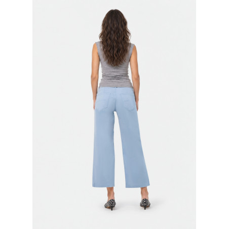 Jean droit large court bleu clair femme