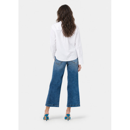 Jean droit large court aurora-vade bleu femme