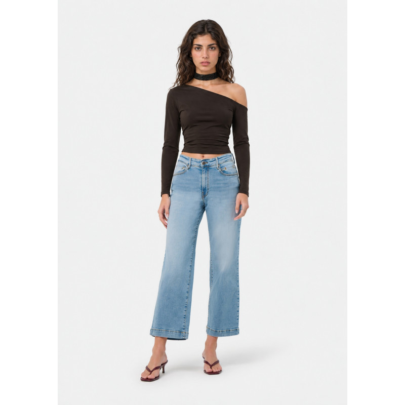 Jean droit large court bleu femme aurora-vade