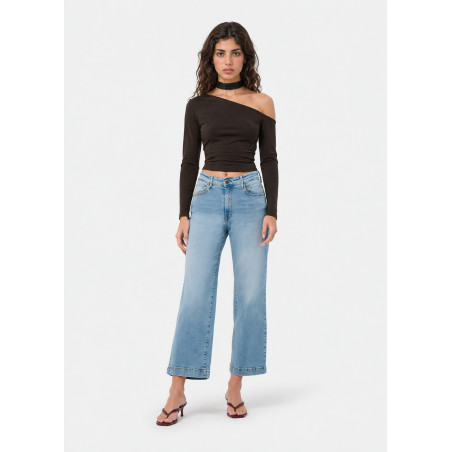 Jean droit large court bleu femme aurora-vade