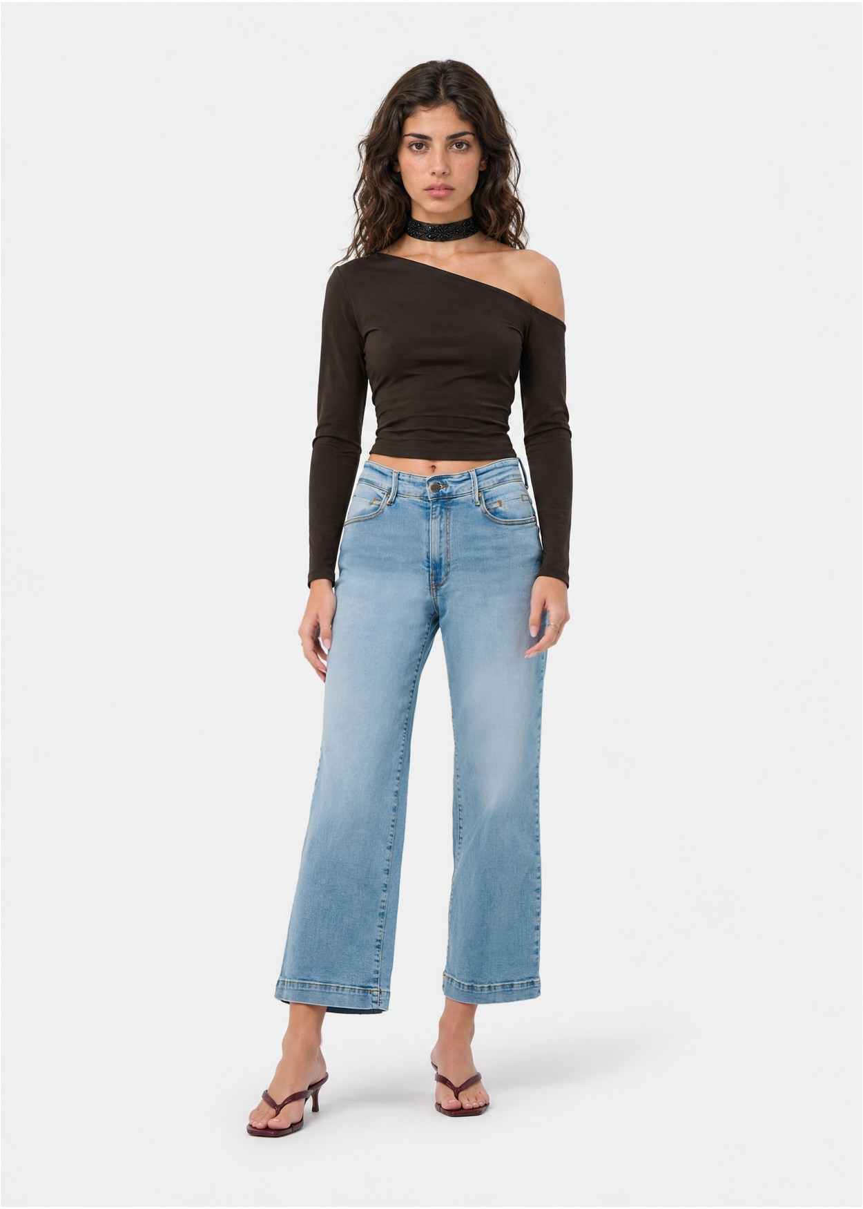 Jean droit large court bleu femme aurora-vade