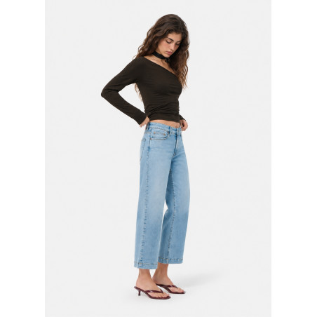 Jean droit large court bleu femme aurora-vade