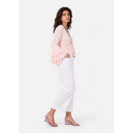 Jean droit large cropped blanc femme aurora-enova