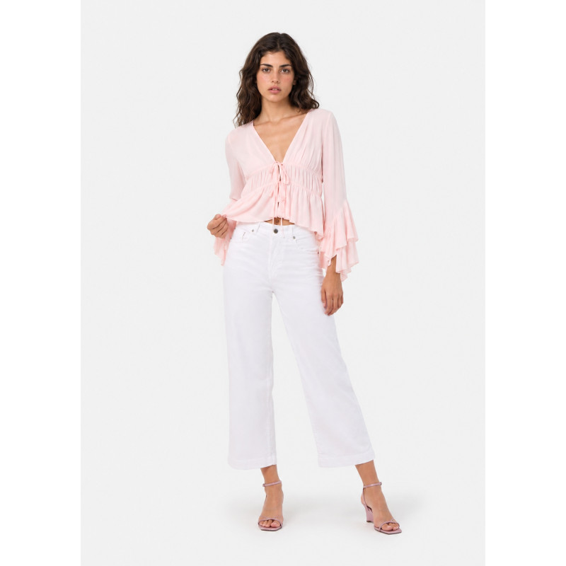 Jean droit large cropped blanc femme aurora-enova