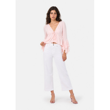 Jean droit large cropped blanc femme aurora-enova