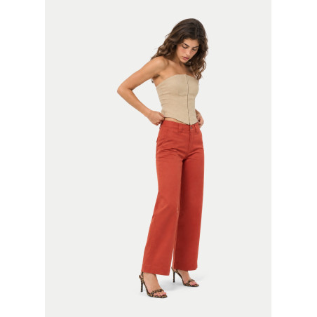 Pantalon chino olivia-yonne coupe droite jambe large femme