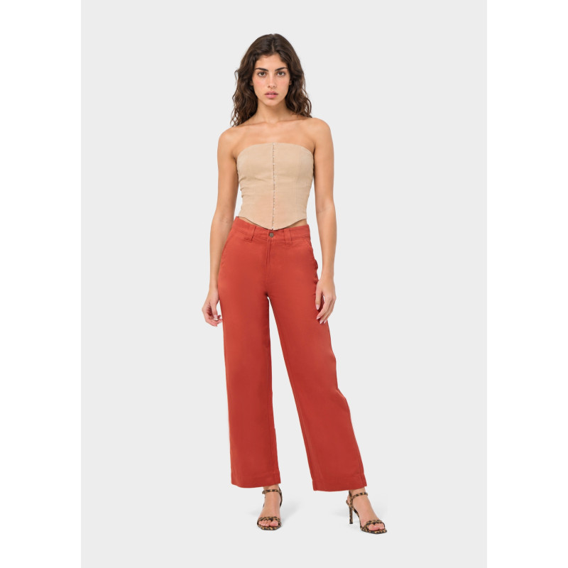 Pantalon chino olivia-yonne coupe droite jambe large femme