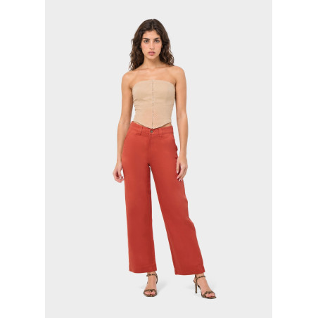 Pantalon chino olivia-yonne coupe droite jambe large femme