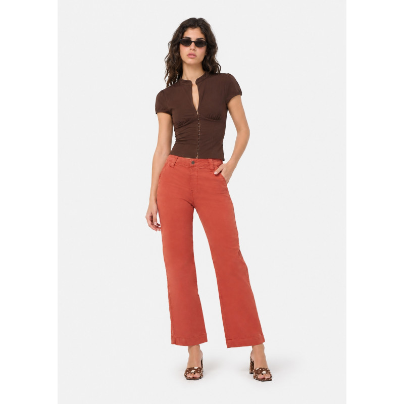 Pantalon chino olivia-aude coupe droite jambe large femme