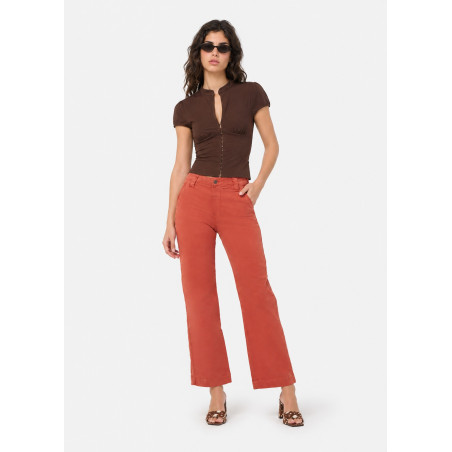 Pantalon chino olivia-aude coupe droite jambe large femme