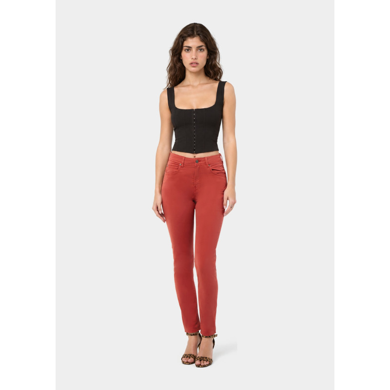 Pantalon slim nouflore-enova pêche femme