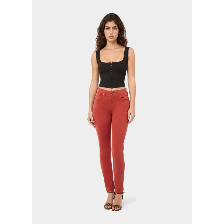 Pantalon slim nouflore-enova pêche femme
