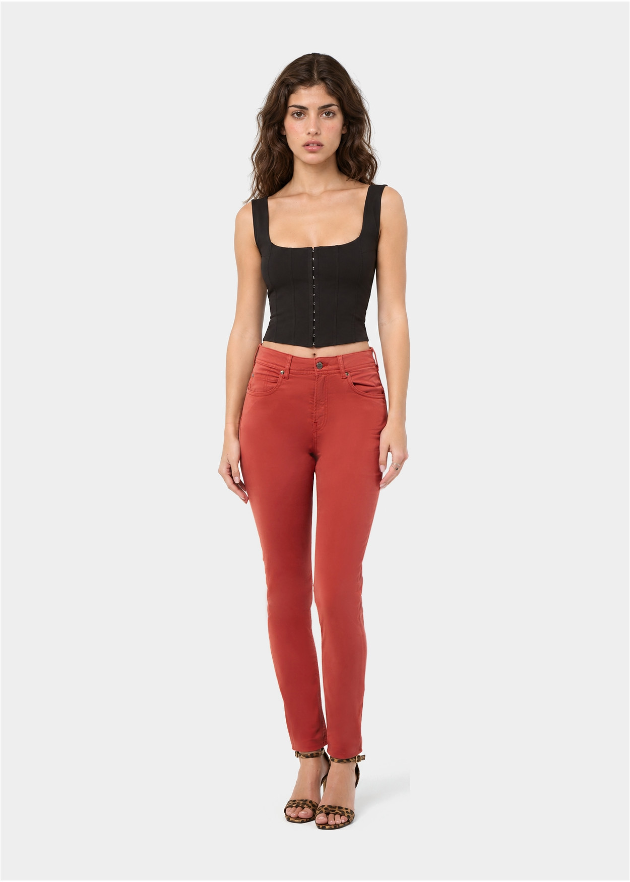 Pantalon slim nouflore-enova pêche femme