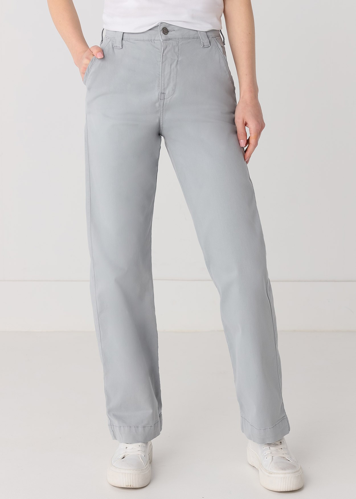 Chino Olivia Nectar | Taille haute - Coupe large droite | Taille en pouces