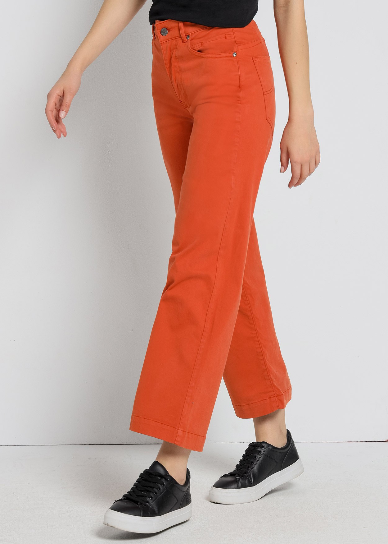 Jeans Aurora-Pêche Satin | Taille naturelle - Coupe droite large-court | Taille en pouces Cimarron